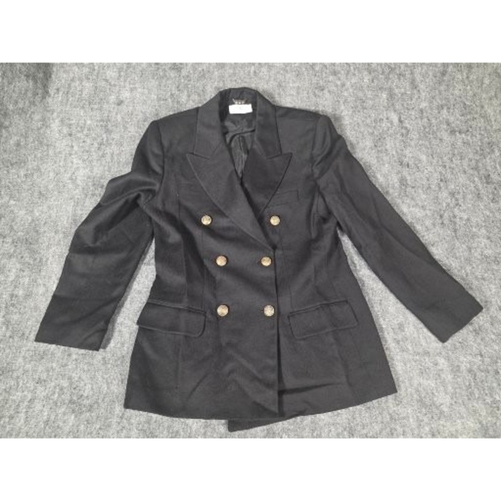 Vintage Giorgio Sant Angelo Blazer Womens Black Double Breasted Gold Button 12